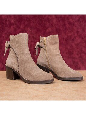 UGG Women Fraise Taupe Classic Western Boho Cottage Zip Bow Boots sz 7US EUR38